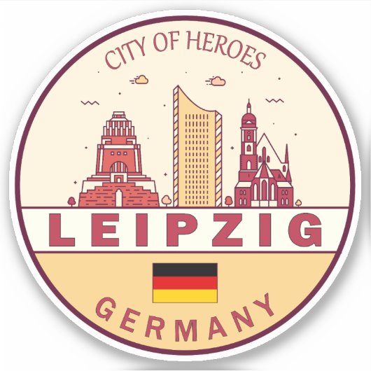 Leipzig Duitsland City Skyline Emblem Sticker (Voorkant)