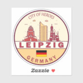 Leipzig Duitsland City Skyline Emblem Sticker (Vel)