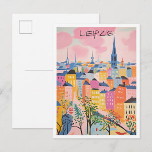 Leipzig Duitsland Reis Kunst Briefkaart