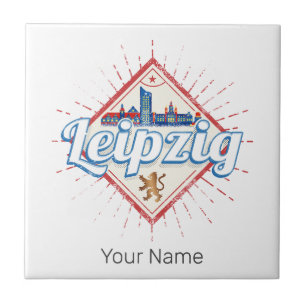 Leipzig Duitsland Saksen Retro Skyline Vintage Tegeltje