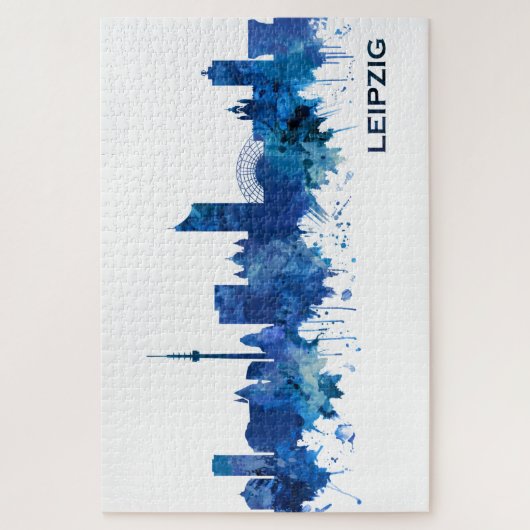 Leipzig Duitsland Skyline Blue Legpuzzel (Verticaal)