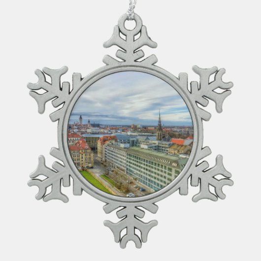 Leipzig, Duitsland Tin Sneeuwvlok Ornament (Voorkant)