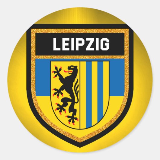 Leipzig Flag Ronde Sticker (Voorkant)