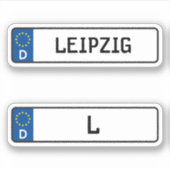 Leipzig kennzeichen, Duits Bord voor het rijbewijs Sticker (Voorkant)