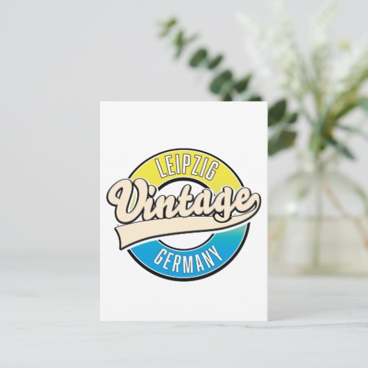Leipzig vintage stijl logo. briefkaart (Staand voorkant)