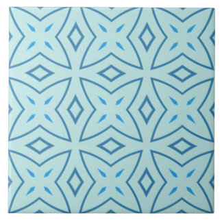 Leistblauw en Icy Aqua Geometric Cross Pattern Tegeltje