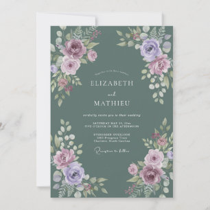 Leiste Lavendel Ranunculus Eucalyptus Bruiloft Kaart