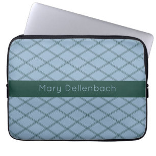 Leisteen Art Deco Patroon met Forest Naam Streep Laptop Sleeve