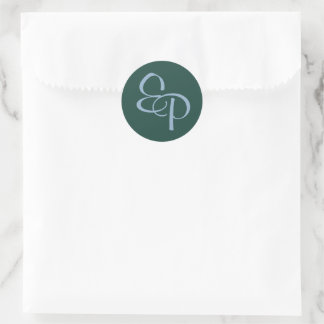 Leisteen op bosscript monogram envelop afdichting ronde sticker