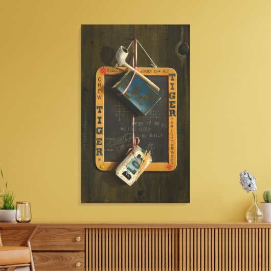 Leisteen, pijp, tabak en doos met lucifers canvas afdruk (Insitu (Woonkamer))