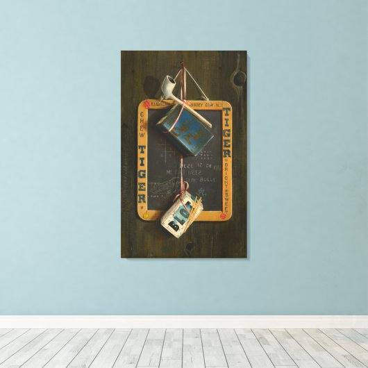 Leisteen, pijp, tabak en doos met lucifers canvas afdruk (Insitu (Houten vloer))