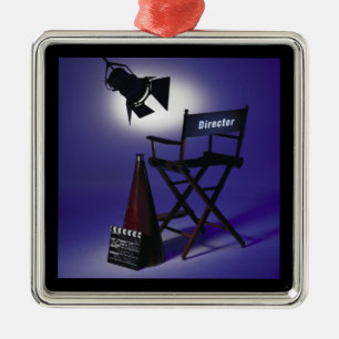 Leisteen van de directeur, Stoel & Stadium Licht 2 Metalen Ornament