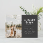 Leisteen We hebben de datum gewijzigd maar konden  Aankondiging (Staand voorkant)