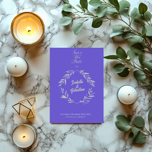 Leisteenblauw en zilver diamant Save the Date-huwe Kaart
