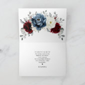 Leisteenblauwe Bourgondiër Witte Ivoor Boho Bruilo Bedankkaart (Binnen)