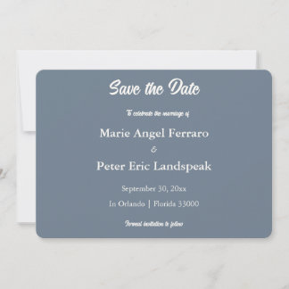 Leisteenblauwe Minimalistische Typografische Monog Save The Date