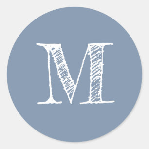 Leisteenblauwe Monogram Initiaal Ronde Sticker