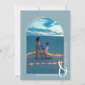 Leisteenblauwe QR-code trouwfoto Save the Date (Voorkant)