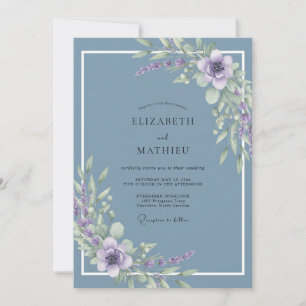 Leisteenblauwe Serene Lavendel Bruiloft Kaart