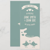 Leisteenblauwe Vogelsong Save The Date (Voorkant / Achterkant)