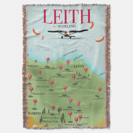Leith Scotland stijlkaart Deken (Voorkant Verticaal)
