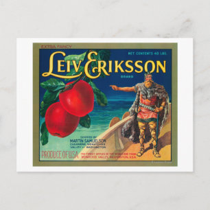 Leiv Eriksson Apple Label - Cashmere, WA Briefkaart
