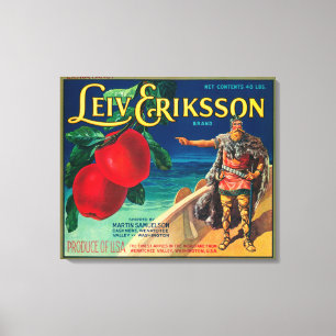 Leiv Eriksson Apple Label - Cashmere, WA Canvas Afdruk