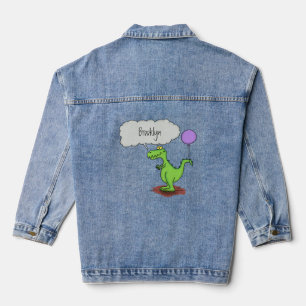 Lekkende groene, grappige drakendraak-cartoon denim jacket