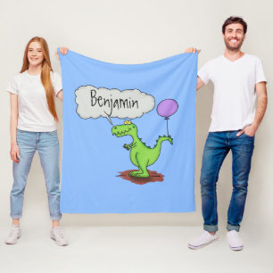 Lekkende groene, grappige drakendraak-cartoon fleece deken