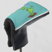 Lekkende groene, grappige drakendraak-cartoon golfheadcover (3/4 voorkant)