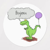 Lekkende groene, grappige drakendraak-cartoon labels (Design 1)