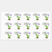 Lekkende groene, grappige drakendraak-cartoon labels (Vel)