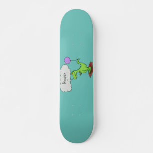 Lekkende groene, grappige drakendraak-cartoon skateboard