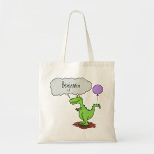 Lekkende groene, grappige drakendraak-cartoon tote bag