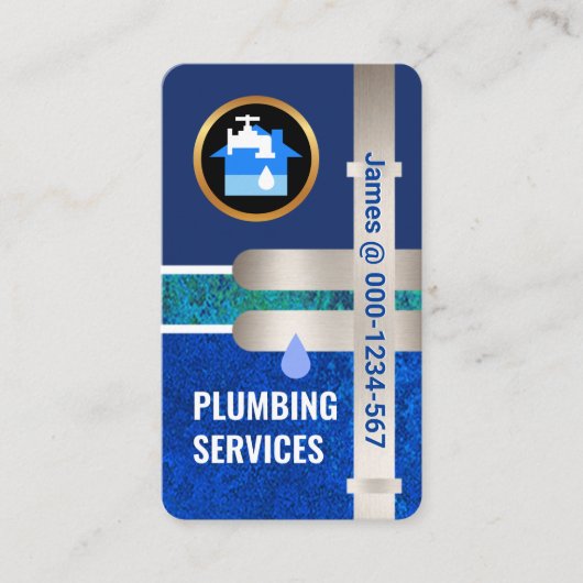 Lekkende waterpijpen Stijgend Blauw Overstromingsw Visitekaartje (Voorkant)