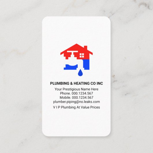 Lekkende waterpijpen Stijgend Blauw Overstromingsw Visitekaartje (Achterkant)