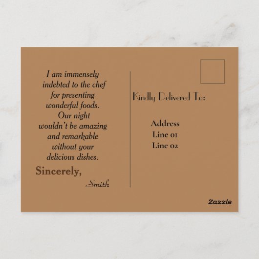 Lekker eten briefkaart (Achterkant)