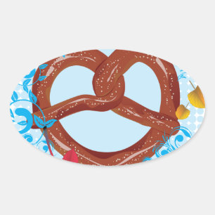 Lekkere Cartoon Pretzel 3 Ovale Sticker