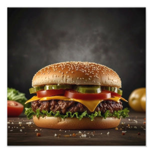 lekkere cheeseburger foto afdruk