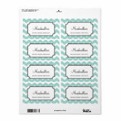 Lekkere chevron blauw custom snoep buffetpot bulk etiket (Full Sheet)