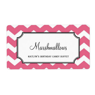Lekkere chevron roze custom snoep buffetpot bulk etiket