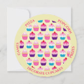 Lekkere Cupcakes Ronde Kinderverjaardagsfeestje Kaart (Achterkant)