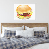 Lekkere hamburger of cheeseburger. canvas afdruk (Insitu (Slaapkamer))