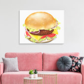 Lekkere hamburger of cheeseburger. canvas afdruk (Insitu (Woonkamer))