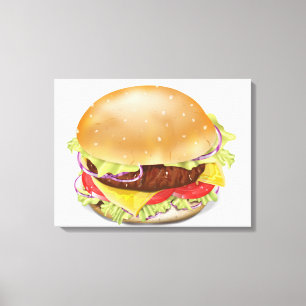 Lekkere hamburger of cheeseburger. canvas afdruk