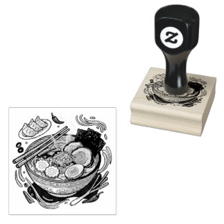 Lekkere Japanse Ramen en Gyoza Dumplings. Rubberstempel