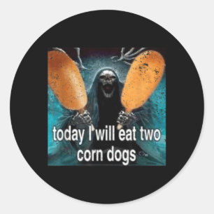 Lekkere Meme Vandaag Eet Ik Twee Corn Dogs Ronde Sticker