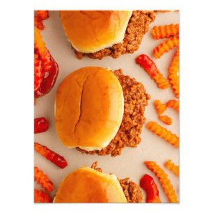 Lekkere Sloppy Joe en frietjes Foto Afdruk