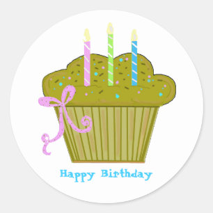 Lekkere verjaardagscupcake ronde sticker