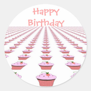 Lekkere verjaardagscupcakes ronde sticker